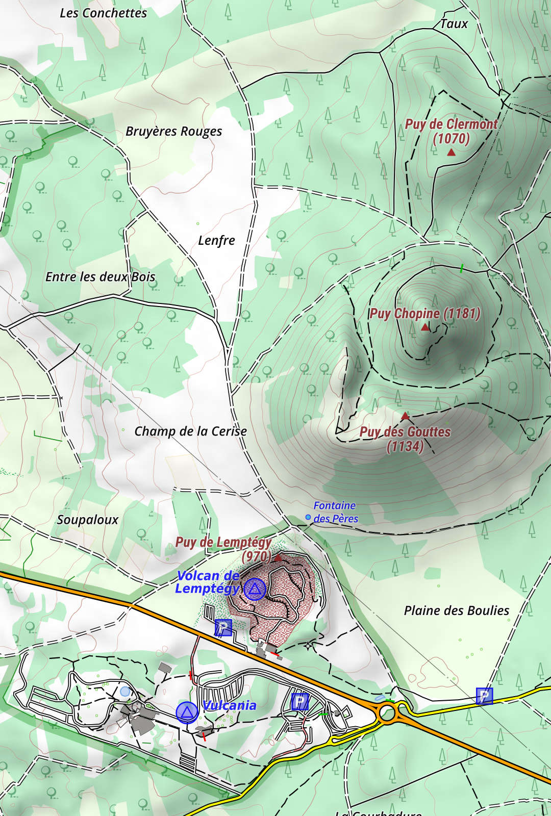 Carte Chaine des Puys extrait 2