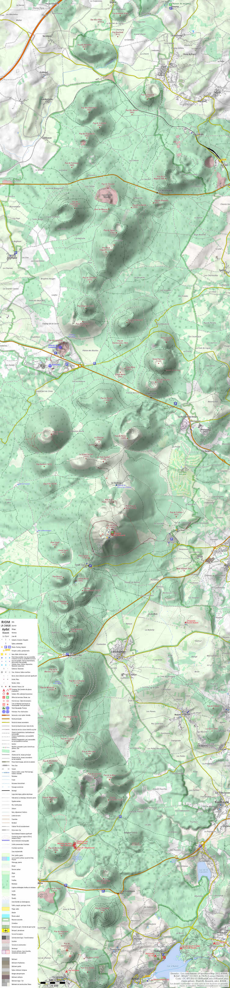 Carte Chaine des Puys